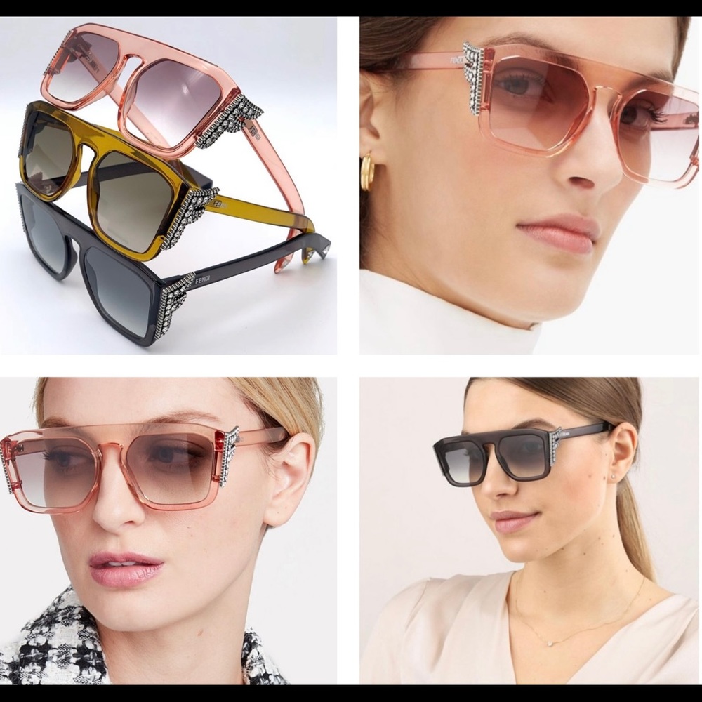 FENDI PINK OR GREY FRAMES WITH RHINESTONE’S FF SUNNIES, SOLD SEPARATELY